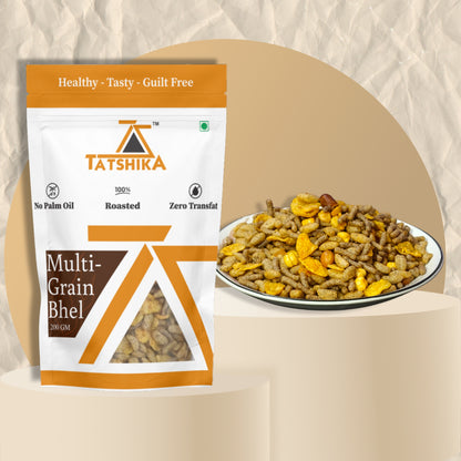 Multigrain Bhel with the Goodness of Ragi. Roasted ragi sev is the main ingredient in this bhel. Best Evening Snacks for Office.